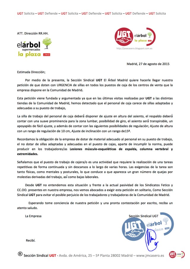 sillas para todos los puestos de caja