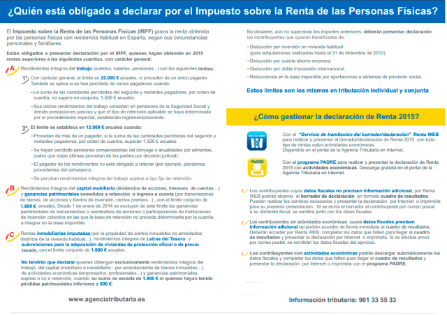 ¿Cuándo hay obligación de presentar la declaración de la Renta?