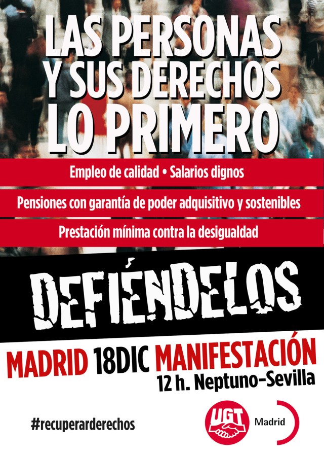 Manifestación 18 de diciembre Campaña de impulso de la negociación colectiva entre el Gobierno, la patronal y los Sindicatos