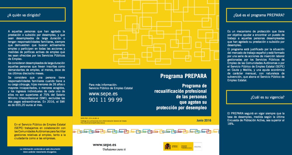 Programa PREPARA Programa de recualificación profesional de las personas que agoten su protección por desempleo