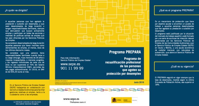 Programa PREPARA Programa de recualificación profesional de las personas que agoten su protección por desempleo