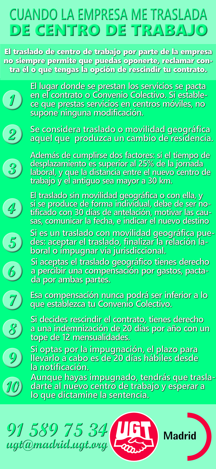 Cuando la Empresa me traslada de centro de trabajo