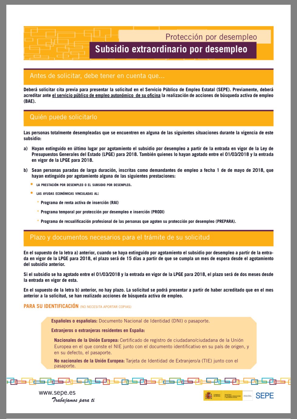 SED, Subsidio extraordinario por desempleo