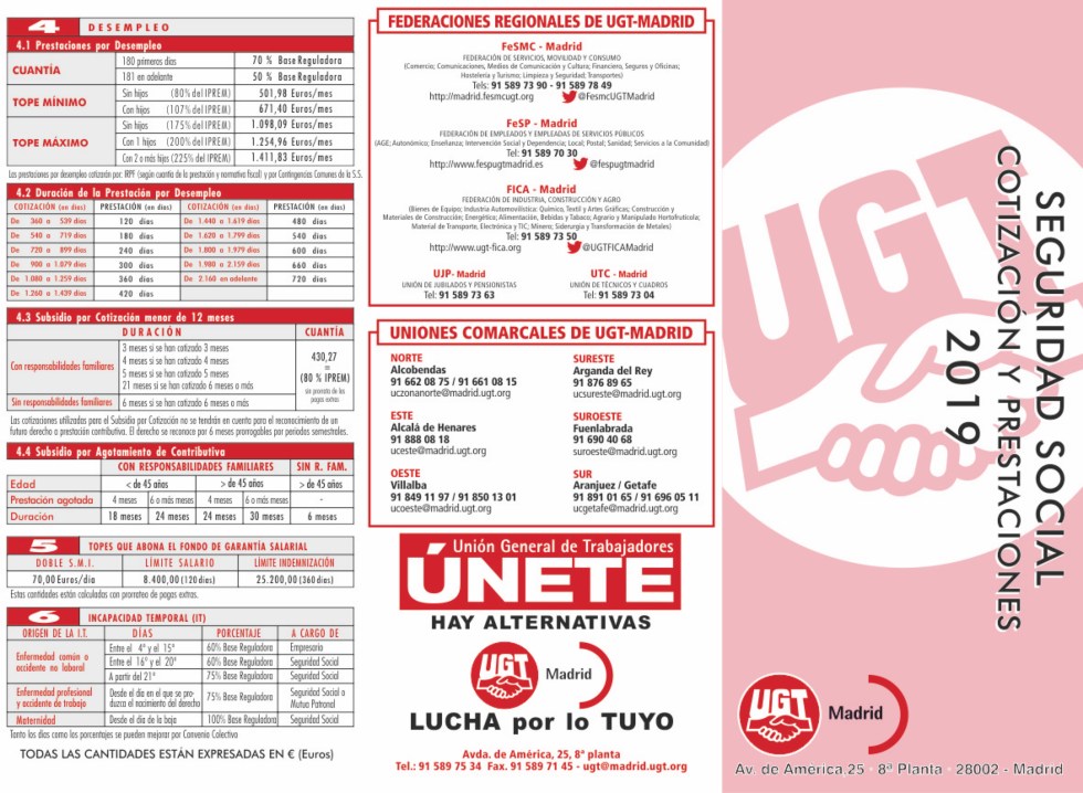 Tríptico de Seguridad Social Cotización y Prestaciones 2019