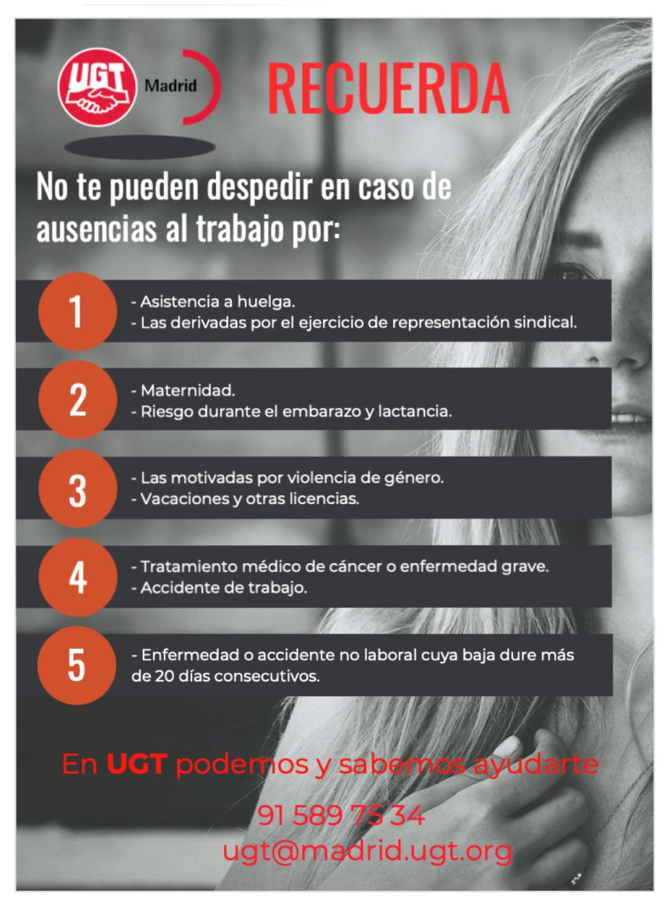 No te pueden despedir en caso de ausencias al trabajo por: