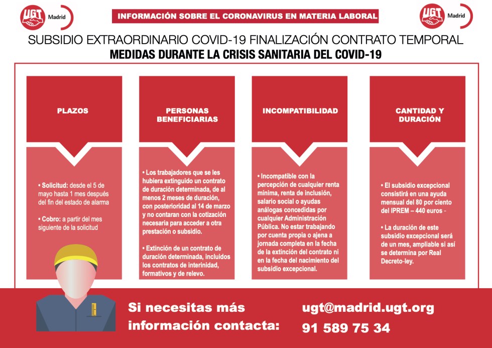 SUBSIDIO EXTRAORDINARIO COVID-19 FINALIZACIÓN CONTRATO TEMPORAL MEDIDAS DURANTE LA CRISIS SANITARIA DEL COVID-19