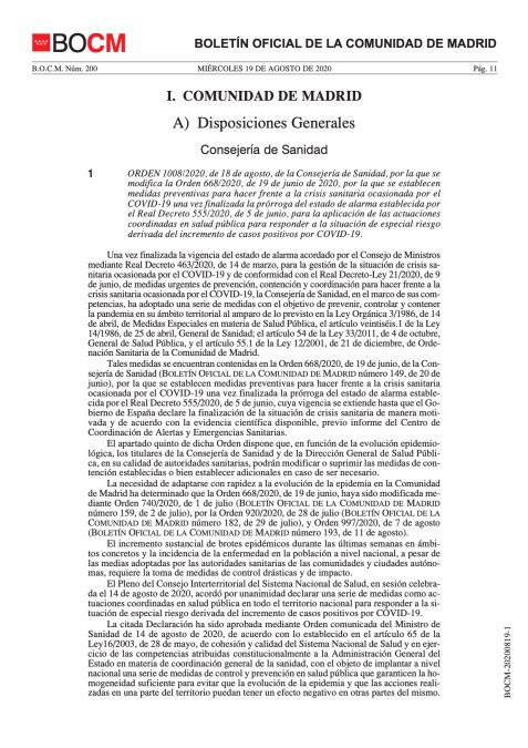 Aplicación de las actuaciones coordinadas en salud pública para responder a la situación de especial riesgo derivada del incremento de casos positivos por COVID-19.