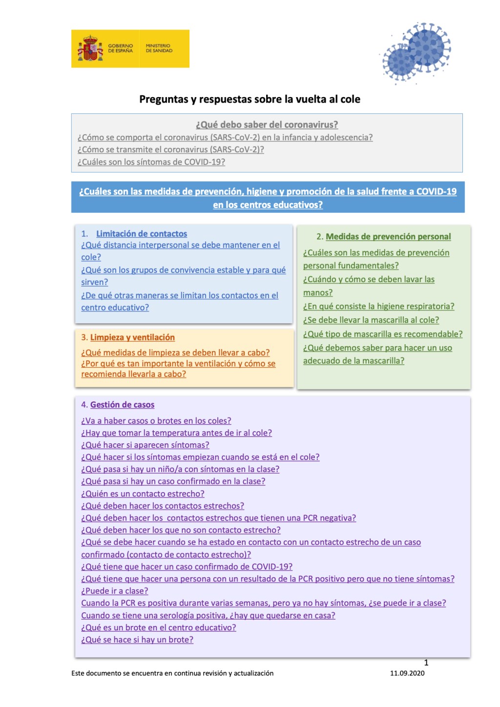 PREGUNTAS Y RESPUESTAS SOBRE LA VUELTA AL COLE