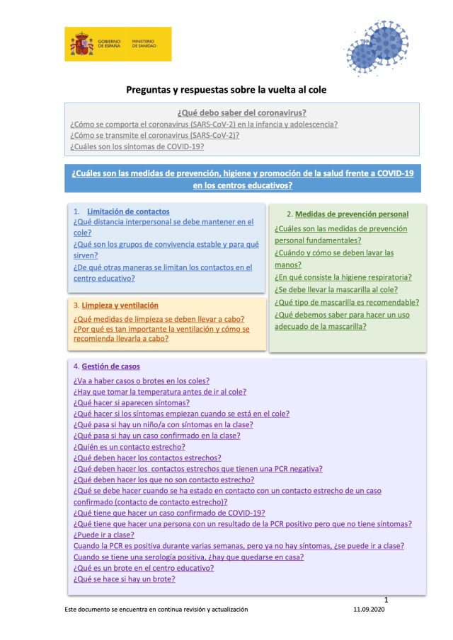 PREGUNTAS Y RESPUESTAS SOBRE LA VUELTA AL COLE