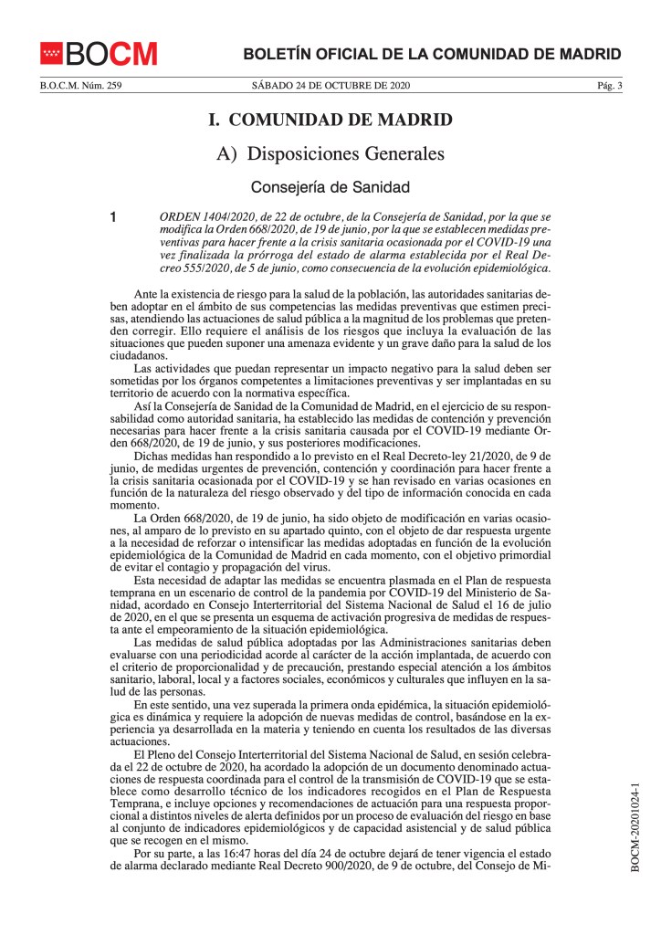 medidas preventivas para hacer frente a la crisis sanitaria ocasionada por el COVID-19 una vez finalizada la prórroga del estado de alarma establecida por el Real Decreto 555/2020, de 5 de junio