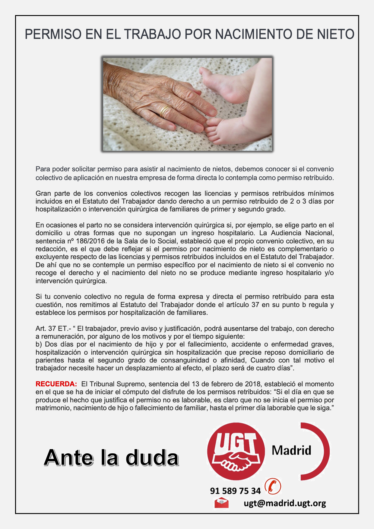 PERMISO EN EL TRABAJO POR NACIMIENTO DE NIETO