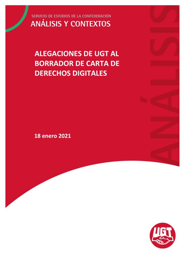 ALEGACIONES DE UGT AL BORRADOR DE CARTA DE DERECHOS DIGITALES