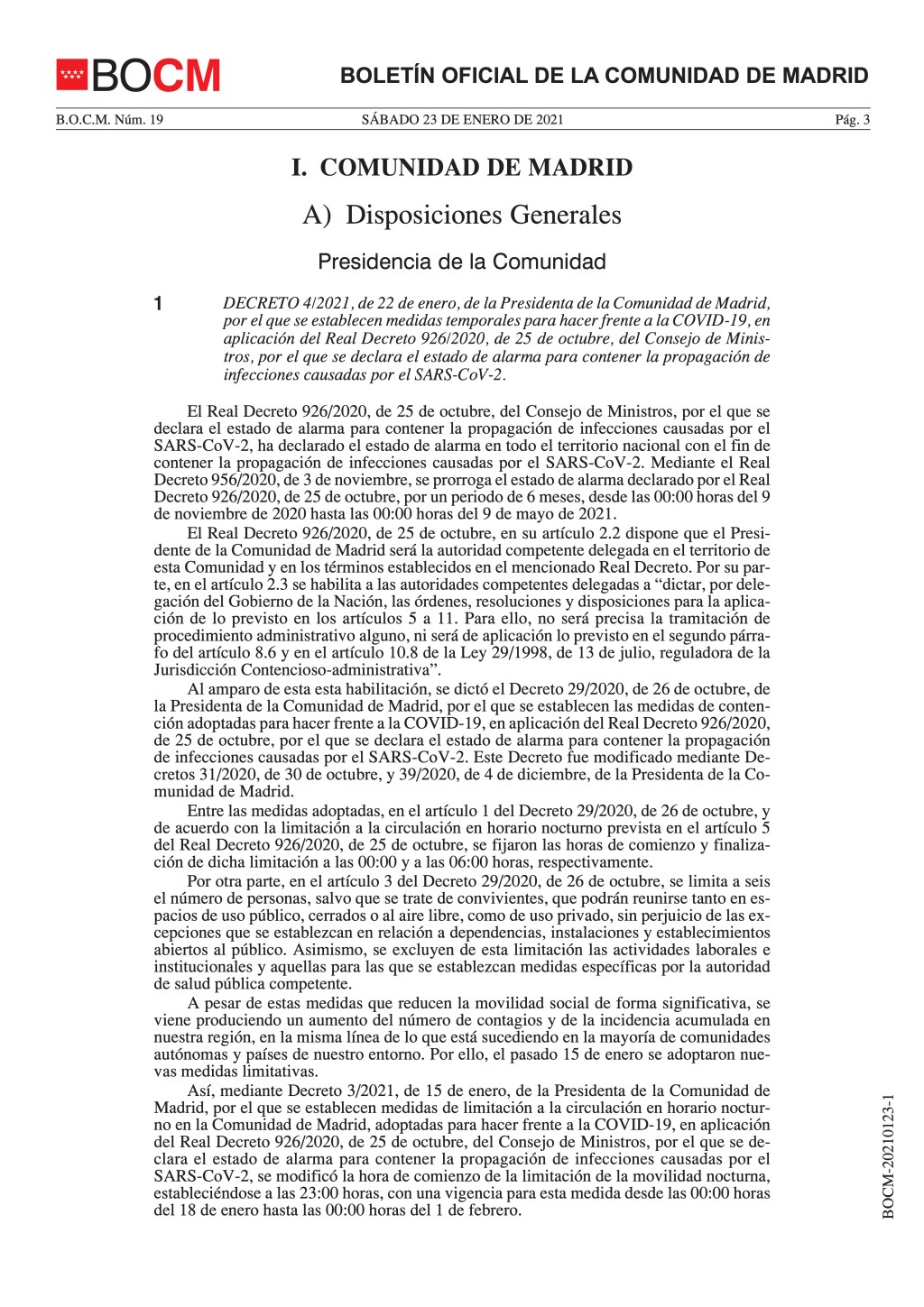 Medidas temporales para hacer frente a la COVID-19
