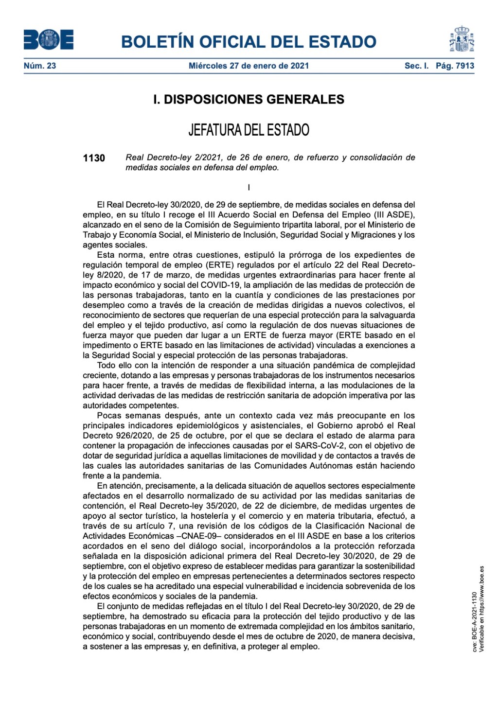 refuerzo y consolidación de medidas sociales en defensa del empleo