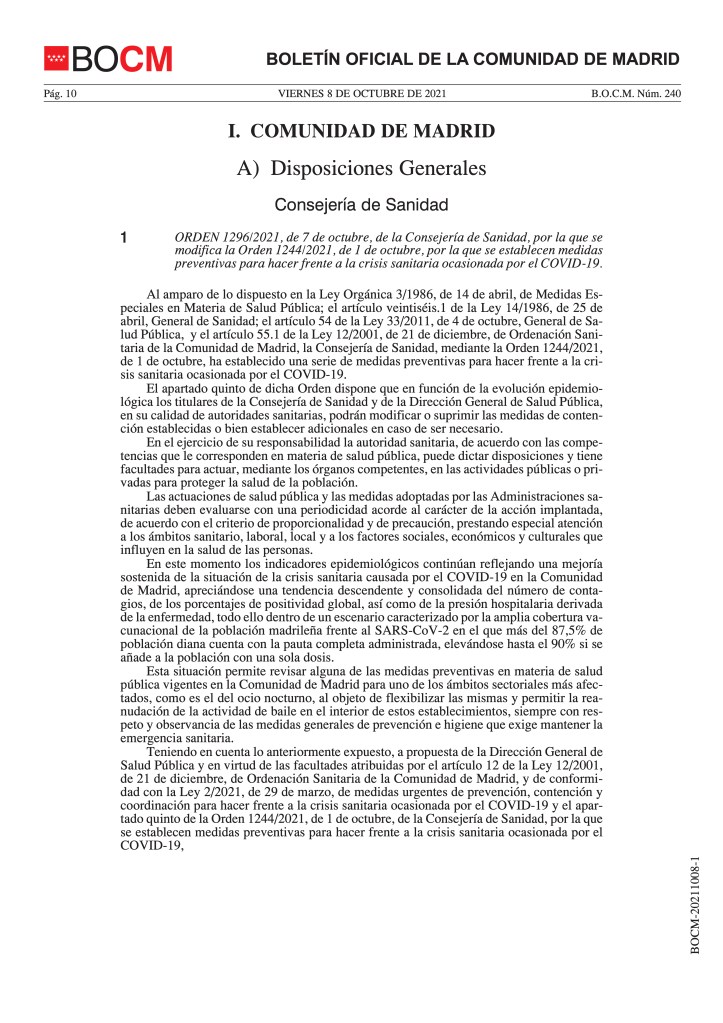 MODIFICACIÓN MEDIDAS PREVENTIVAS FRENTE A LA COVID