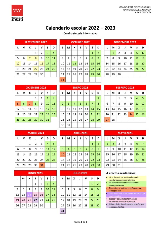 Calendario Escolar 2022-2023