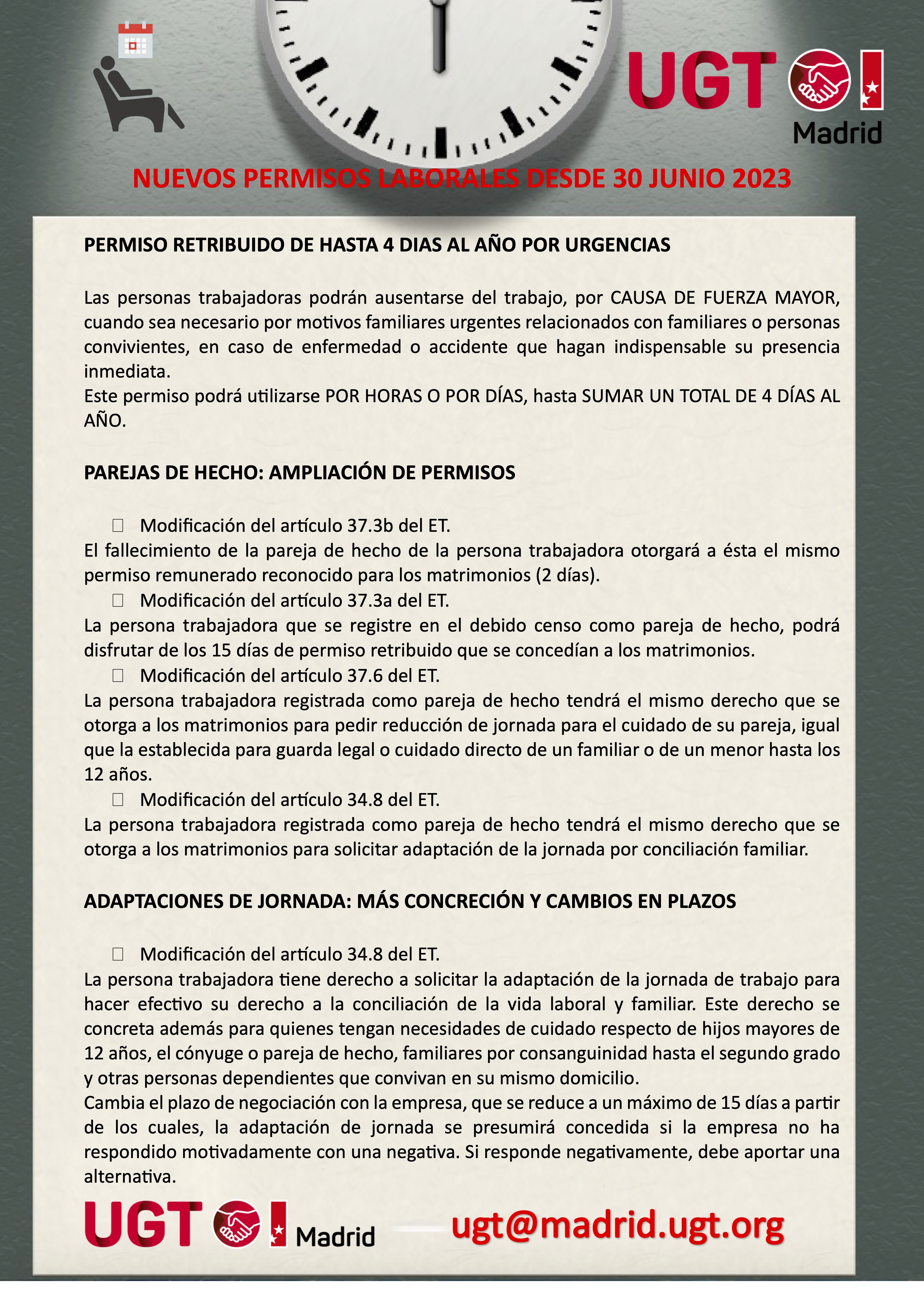 NUEVOS PERMISOS LABORALES DESDE 30 JUNIO 2023