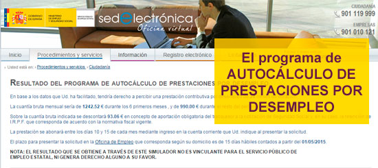 Programa de autocálculo de prestaciones por desempleo